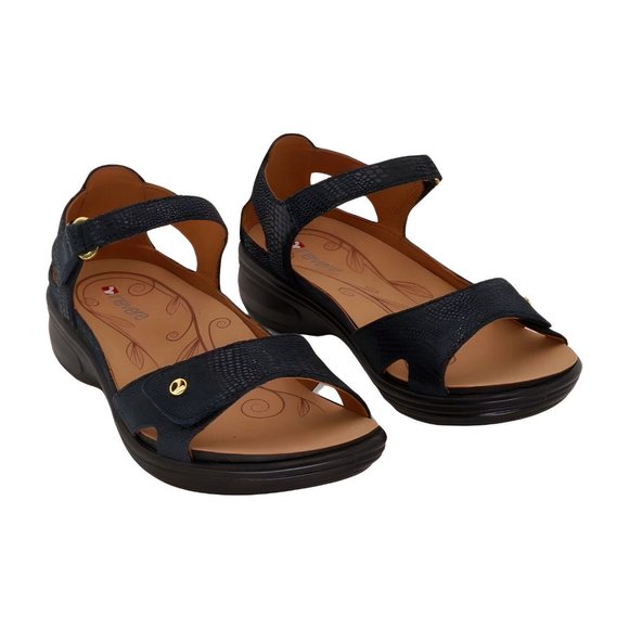 Revere Shoes - Revere Shoes Navy Lizard Portofino Leather Sandal Womens Shoes Size 6 Wide